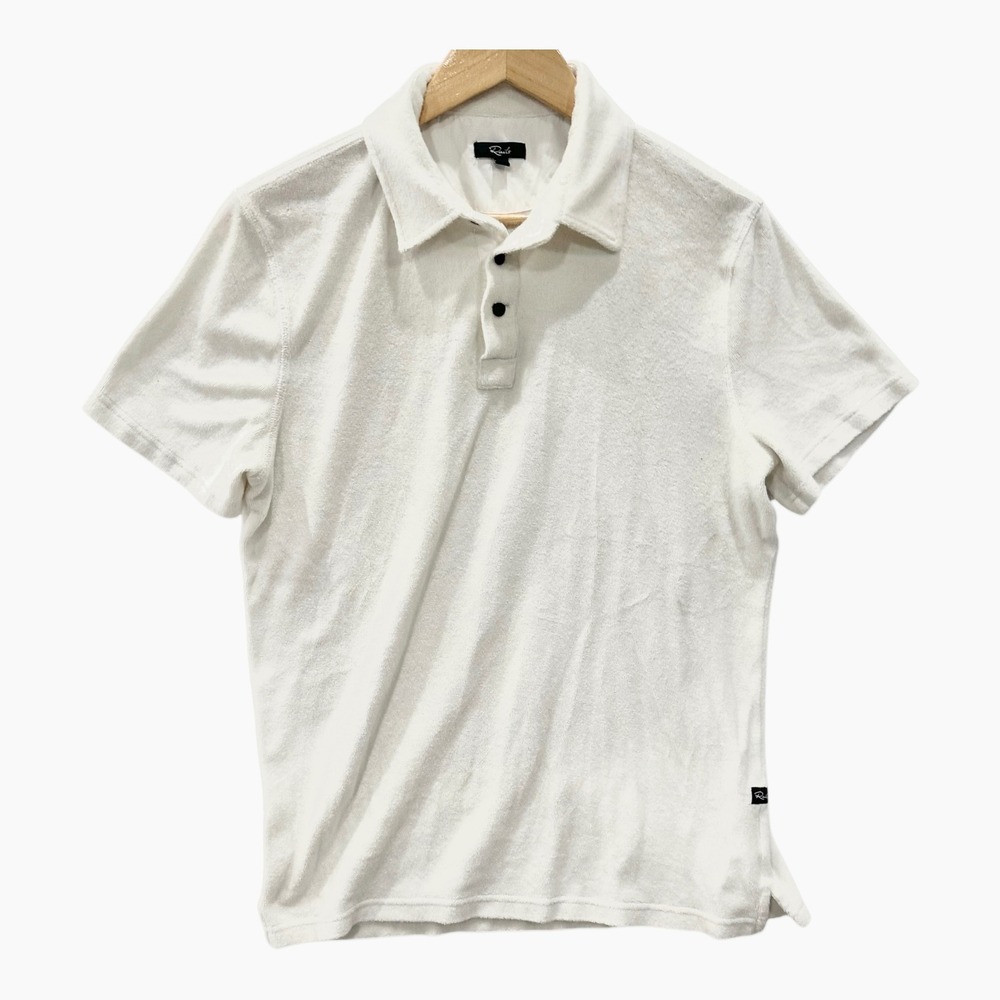Rails Rhen Polo Shirt Mens Medium Ecru White Terry Cloth Cotton Resortwear